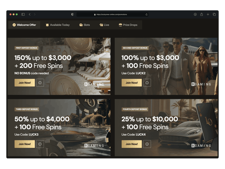 LuckyOnes casino bonus code