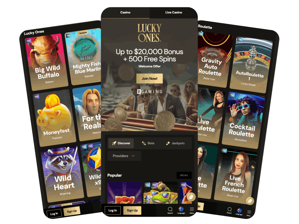 LuckyOnes casino mobile version